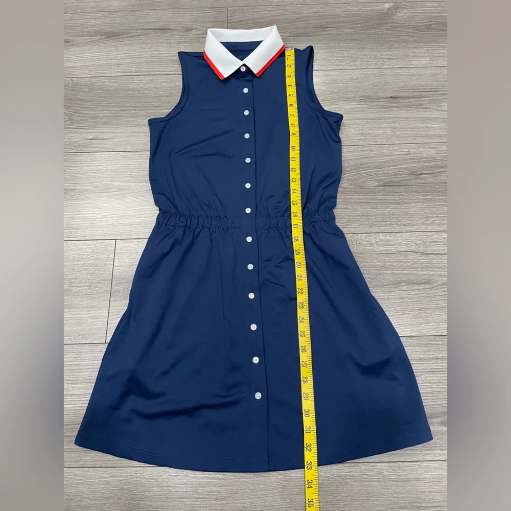 Tuckernuck Sport Navy Sleeveless Polo Preppy Alcott‎ Golf Dress Size L FLAW READ